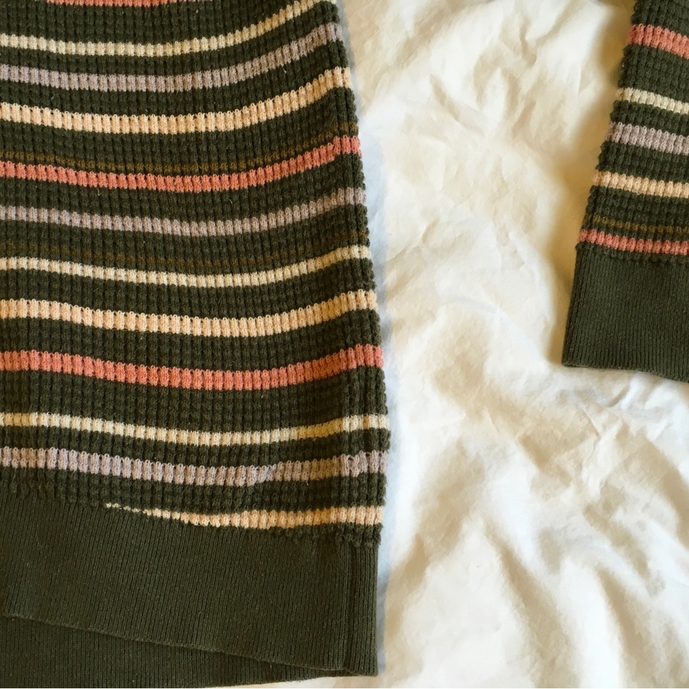 Wallace Lake Waffle sweater organic cotton REI green pink medium - Picture 6 of 14